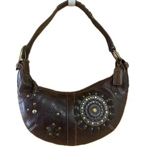 Coach Mia 10062 Leather Lace Chestnut Brown Hobo Bag Vintage